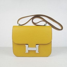 Hermes Constance Shoulder Bag Yellow Silver